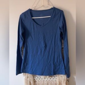 Woolx Layla V-Neck Long Sleeve Merino Wool Baselayer Blue Size Small